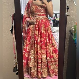 Beautiful Red Floral Lehenga